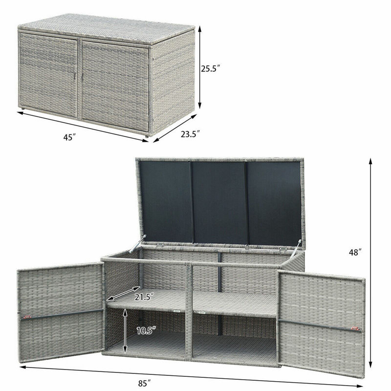 Calorful 23.5'' W 88 Gallons Water Resistant Storage Bench in Gray