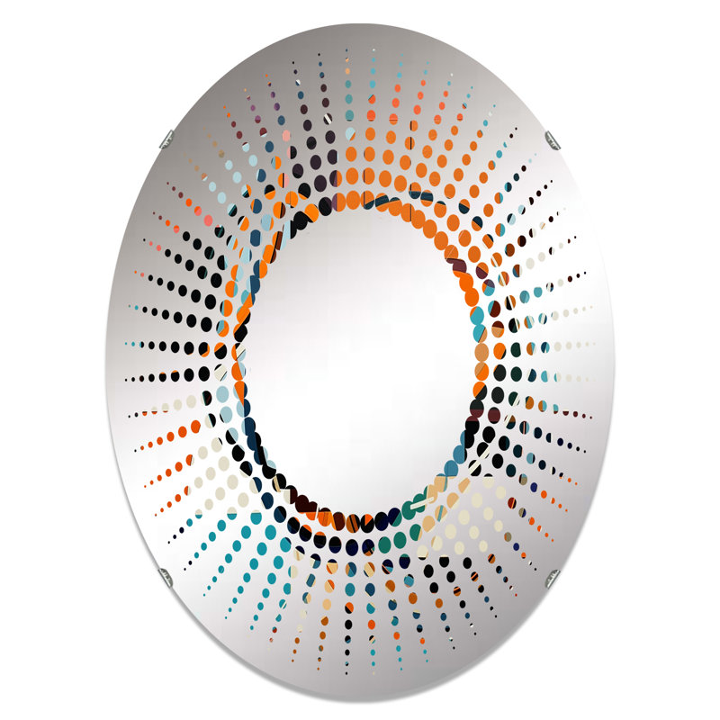 Miroir décoratif à motif géométrique bleu et orange MIR102466, 35,4 po x 23,6 po