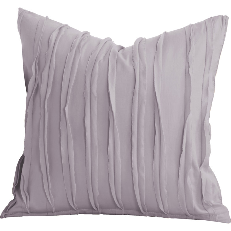 Tattered Ruffled Cotton Throw Pillow, 16" x 16", Lavender