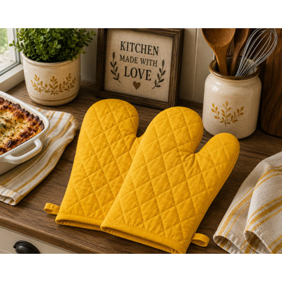 Set Of 2 Golden Yellow Oven Mitts