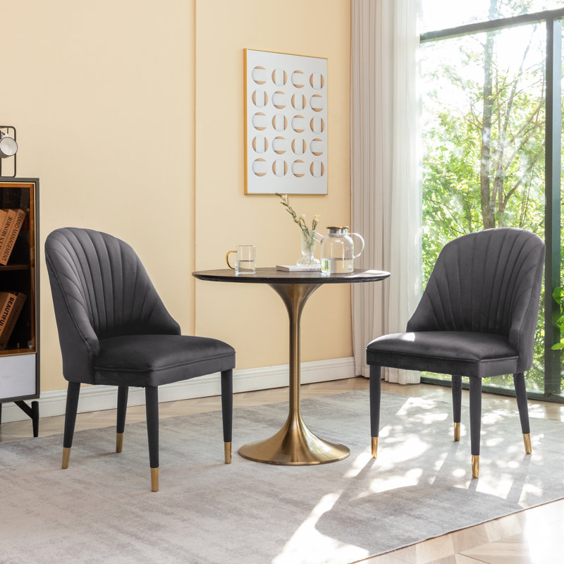 Chaise rembourrée en velours Sudie, gris