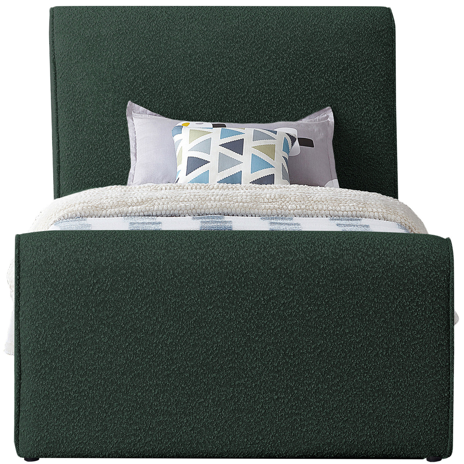 Chaylin Platform Bed, Twin, Green Boucle Fabric