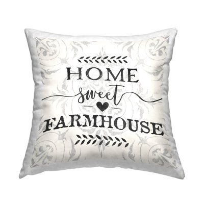 Coussin décoratif à motif damassé Home Sweet Farmhouse