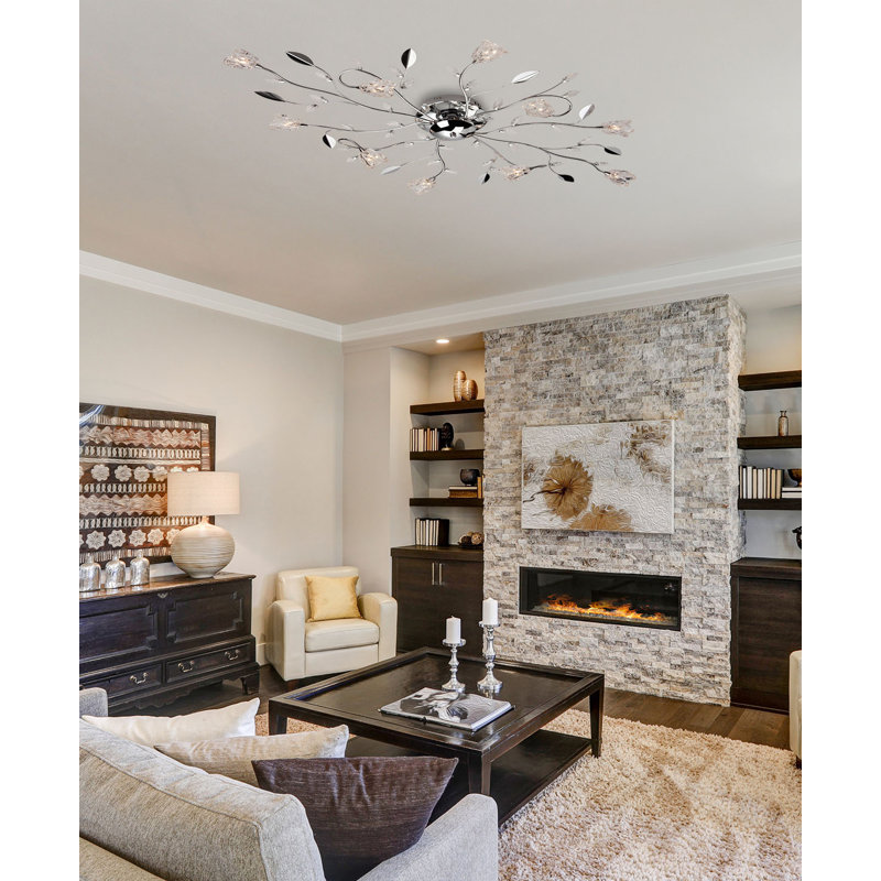 Cindy Glass Semi Flush Mount, Chrome
