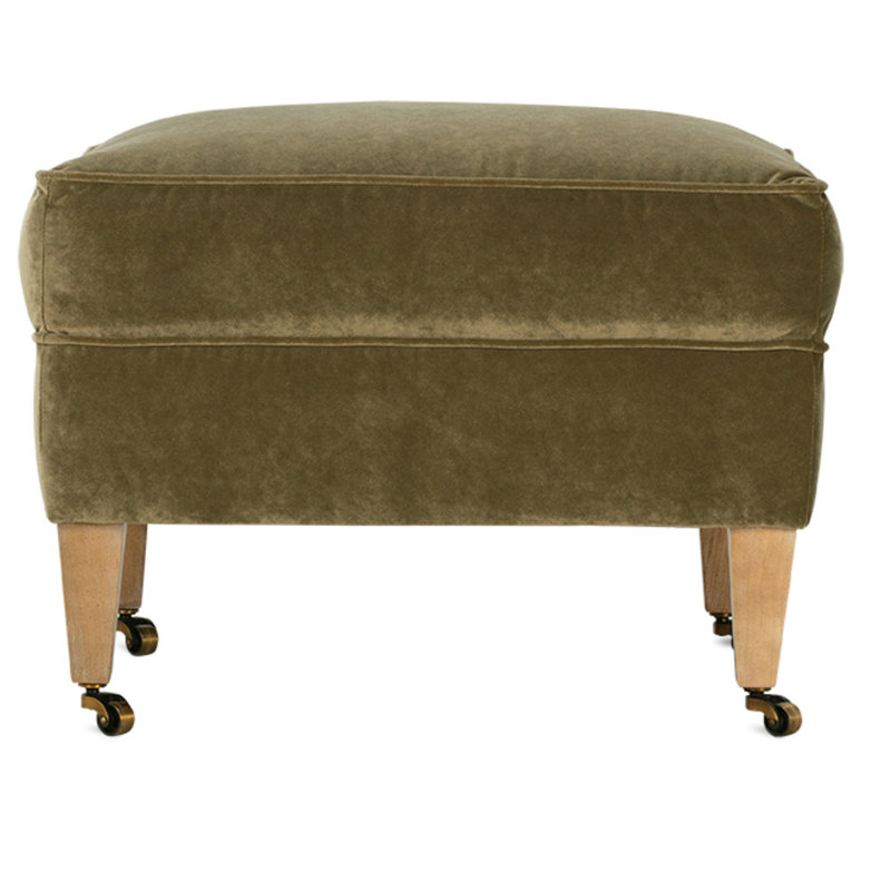 Marleigh Ottoman, Washed Oak, Olive Velvet (13295-13)