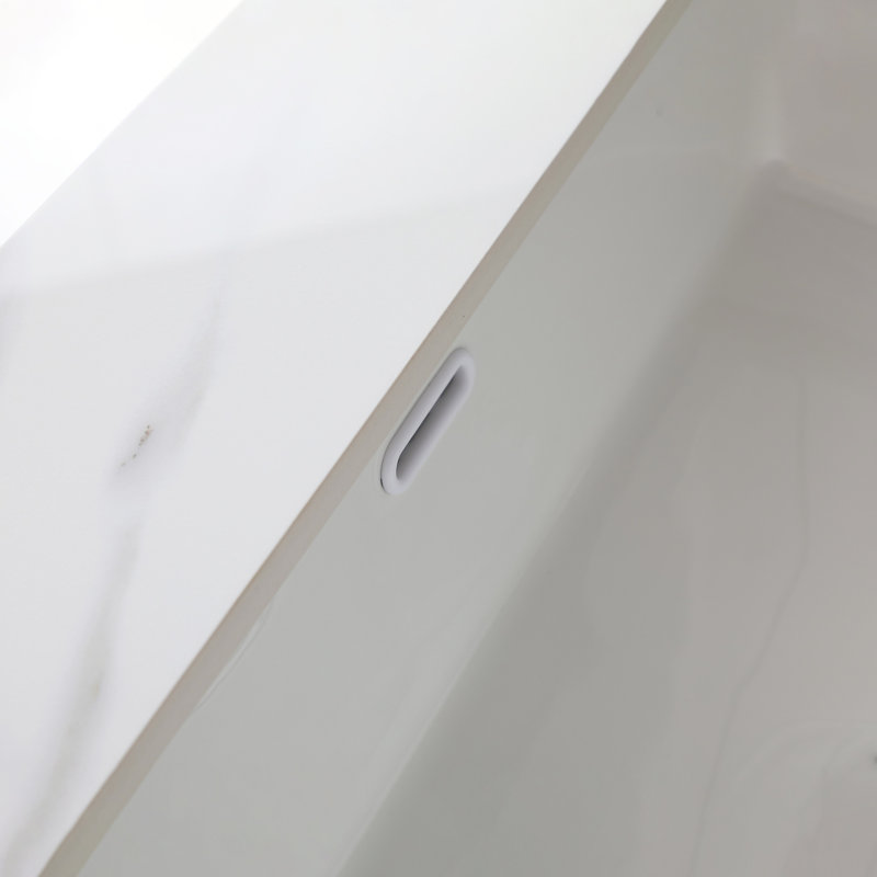 Comptoir de meuble-lavabo en marbre 31 po, comptoir de salle de bain avec lavabo central encastré rectangulaire et dosseret de 4 po de hauteur, comptoir pré-percé, blanc de Carrare avec veines, meuble-lavabo