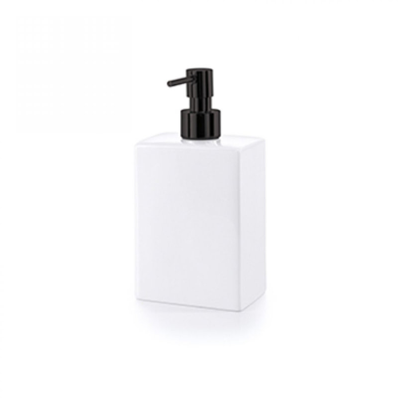 Saon Ceramic / Porcelain Soap / Lotion Dispenser, Matte Black/White