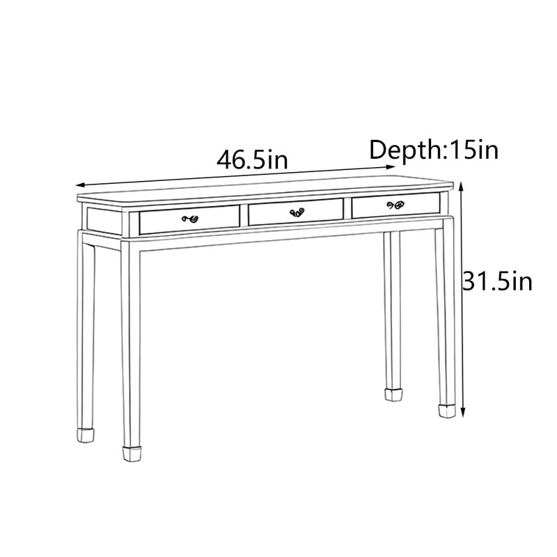 Retro Solid Pterocarpus Console Table, 31.5" H x 46.5" W x 15" D