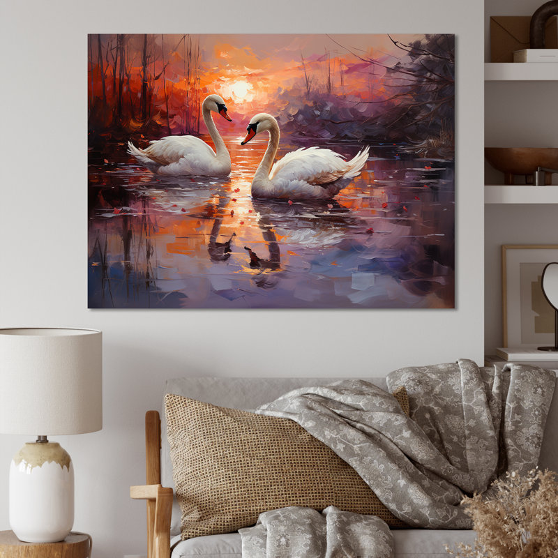 Swan Lake Twilight sur toile, Toile tendue, H 30 po x l 40 po x P 1,5 po