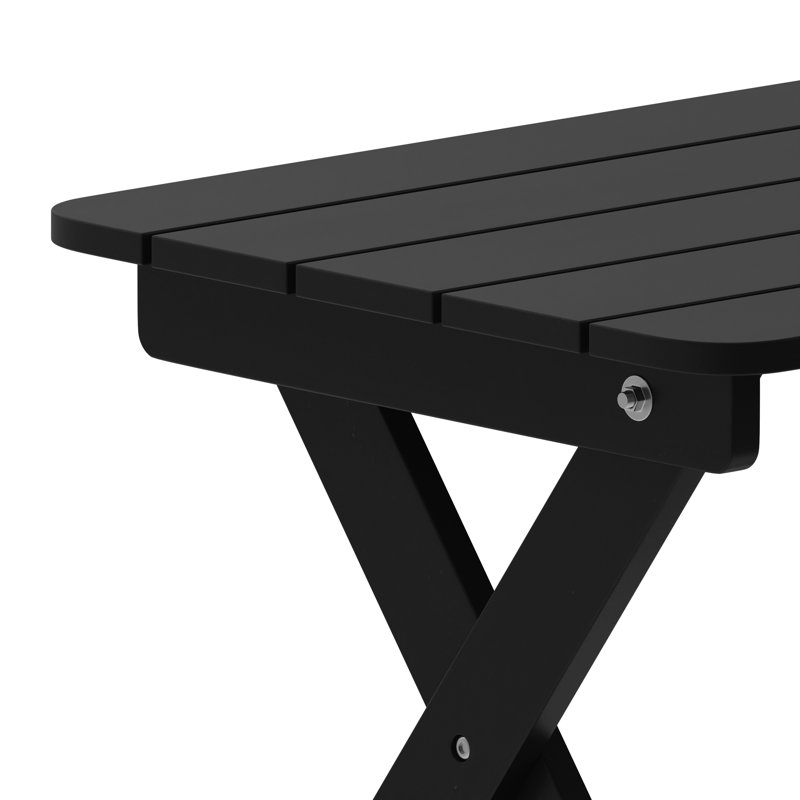 Ensemble commercial d'intérieur et d'extérieur 3 pièces Merlene avec 2 chaises berçantes et une table de bout, Noir