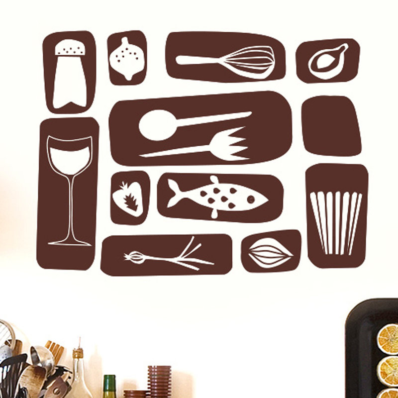 Kitchen Symbols Wall Sticker, Medium, Brown