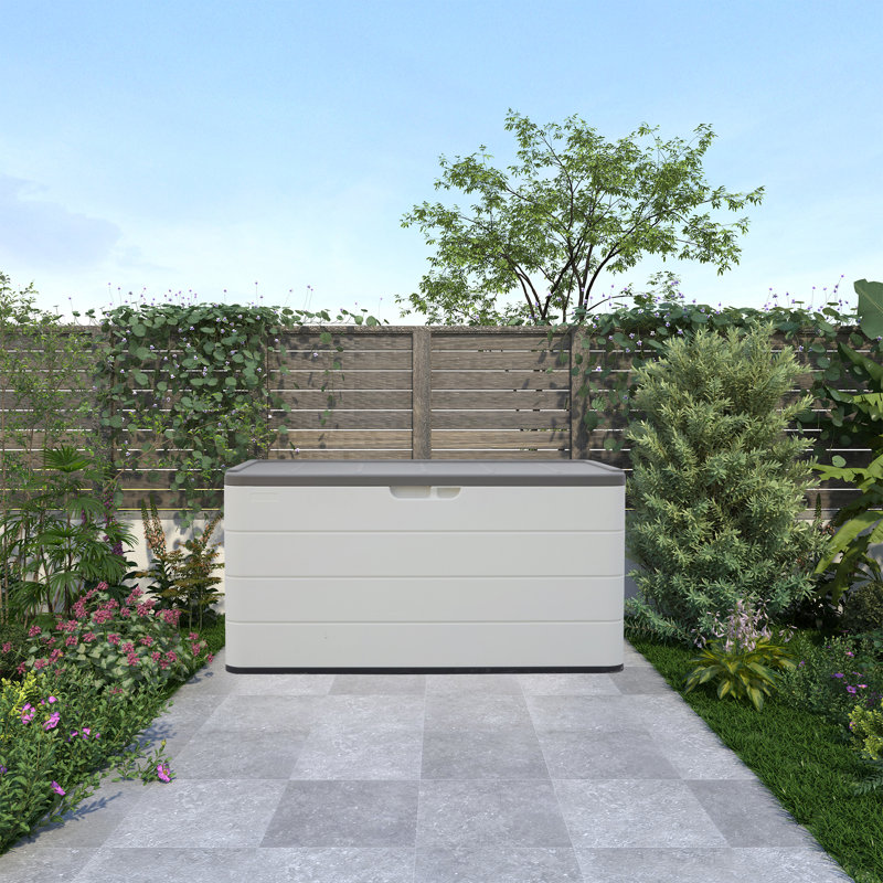 46'' White and Gray Lockable HDPE Outdoor Storage Cabinet