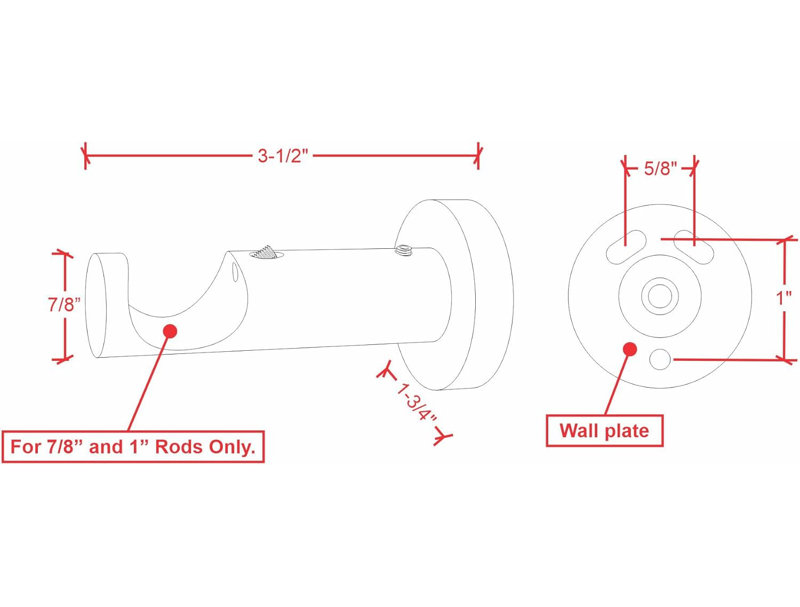 Supports de tringle à rideaux fixés au plafond ou au mur pour tringles à rideaux de 7/8 et 1 pouce de diamètre. Ensemble de 2