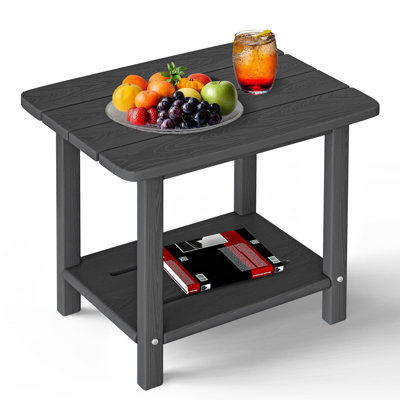 Adirondack Square Side Table - 18.4" HDPE Outdoor End Table - Weatherproof, Rustproof & Low Maintenance For Patio, Deck, Pool, Or Indoor Use