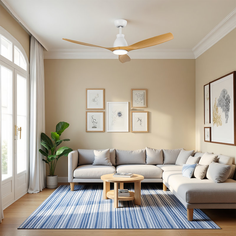 Ventilateur de plafond réversible avec lumière DEL et télécommande Malley, Brun / blanc
