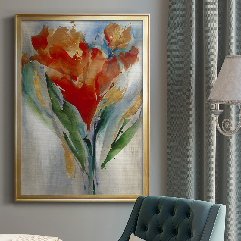 Wild Flower Bouquet, reproduction encadrée de qualité supérieure - prête à être accrochée, Encadrement doré