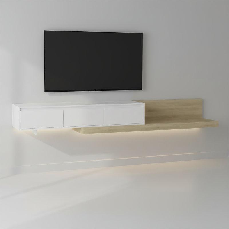 Modern Tv Stand With Led Lighting And Storage Functionality, Suitable For Living Rooms And Bedrooms., White