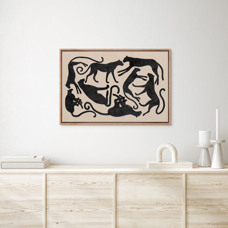 Dessin de point noir avec guépard, impression d'art Pop Art rétro, minimaliste, style BCBG, Naturel, H 16 po x l 24 po