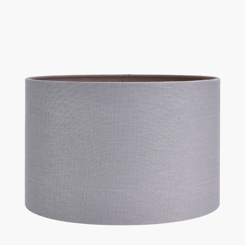 Lino Self Lined Linen Drum Shade, 23cm H x 35cm W x 35cm D, Steel Grey