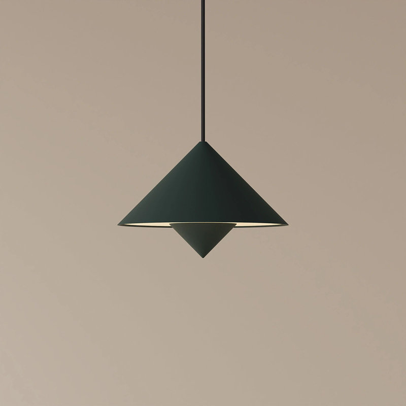 Jai Pendant Light, Walnut, 14'' H x 9.84'' W x 9.84'' D, Black