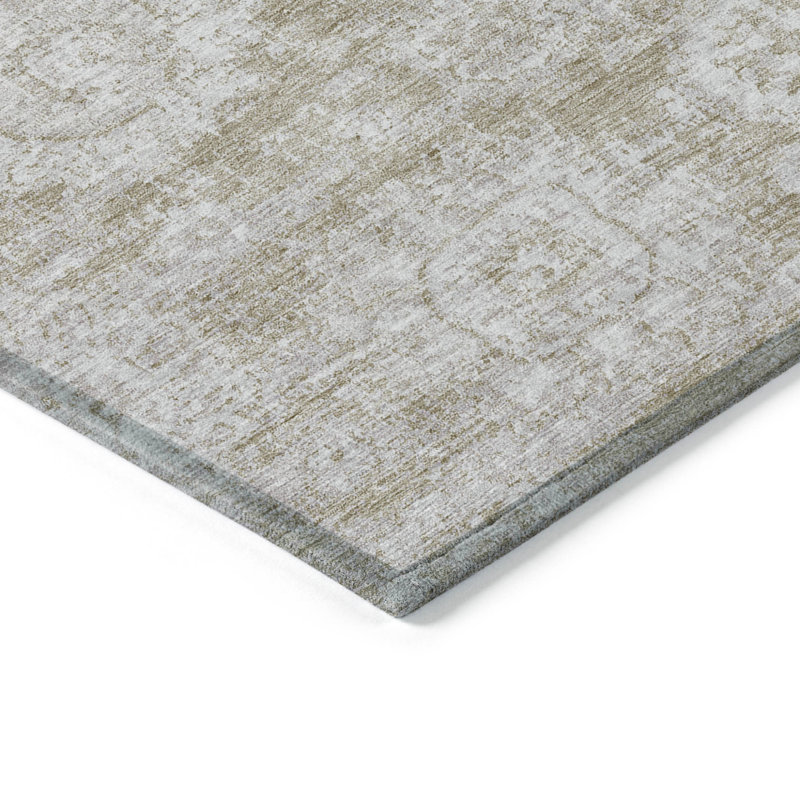 Tapis intérieur / extérieur 3 pi x 5 pi brun clair floral lavable