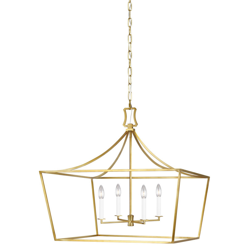 Southold 4 - Light Chandelier, Burnished Brass, 27.62" H x 18" W x 18" D