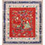Vintage Textile Chinese Allover Floral Red 1950s Rug