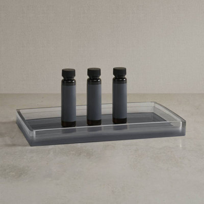 Trell Charcoal Mist High-quality Resin Antimicrobial Hand-Painted Finish 24-Piece 5.9" x 10.8" Amenity Tray