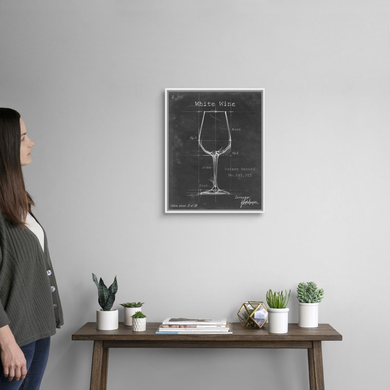 Barware Blueprint IV - Impression sur toile, H 21,7 po x l 17,7 po x P 1,75 po, Cadre flottant blanc
