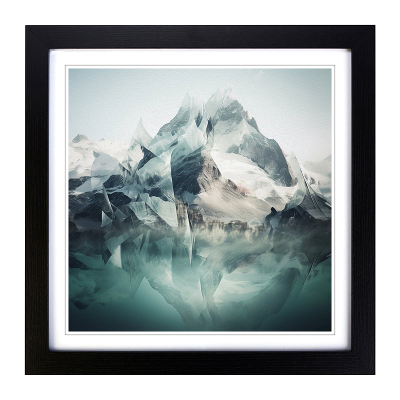 Glacier Double Exposure - Single Picture Frame Print on Wood, Black