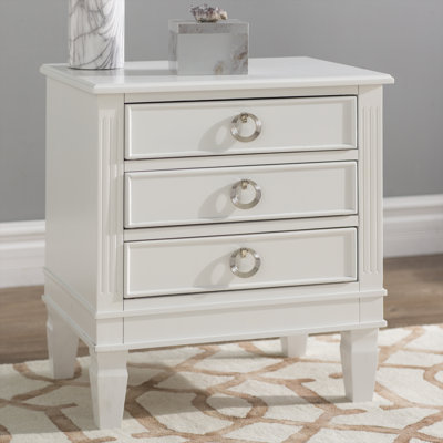 Aonesty 3 - Drawer Solid Wood Nightstand by Red Barrel Studio