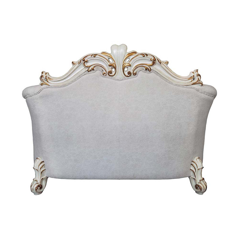Vendome II Gray Tufted Fabric Loveseat with Nailhead Trim