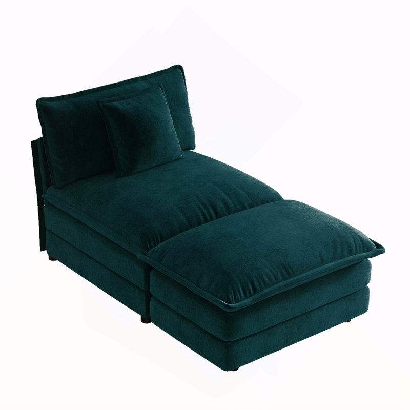 Canapé modulaire sans accoudoirs 1 place et repose-pieds Allure, Blue