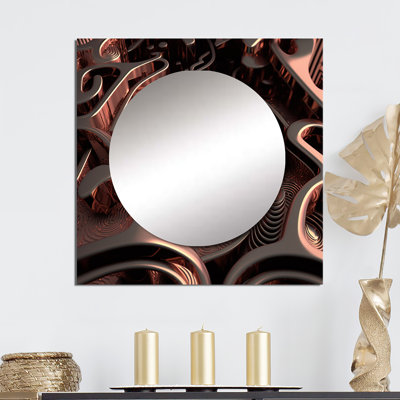 Futuristic Labyrinth Purple Maze Matrix - Modern Geometric Large Square Mirror For Wall Art Decor