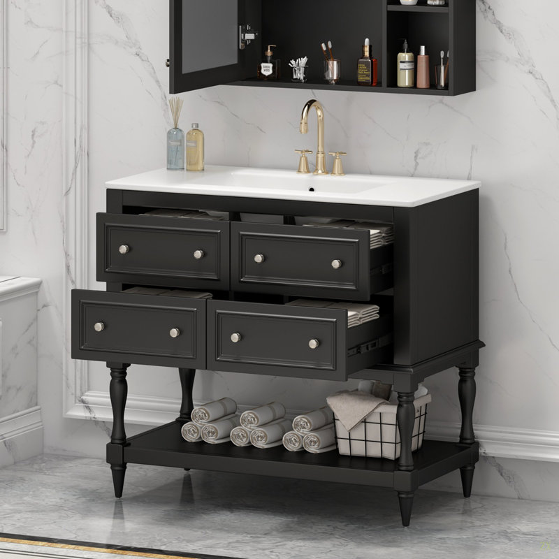 Ensemble de meuble-lavabo 36 po avec lavabo 36 po, Noir