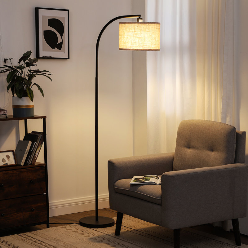 Lampe sur pied arquée 63 po Kjeld, Noir