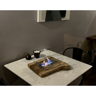 Wood Bio-Ethanol Tabletop Fireplace with Flame Guard