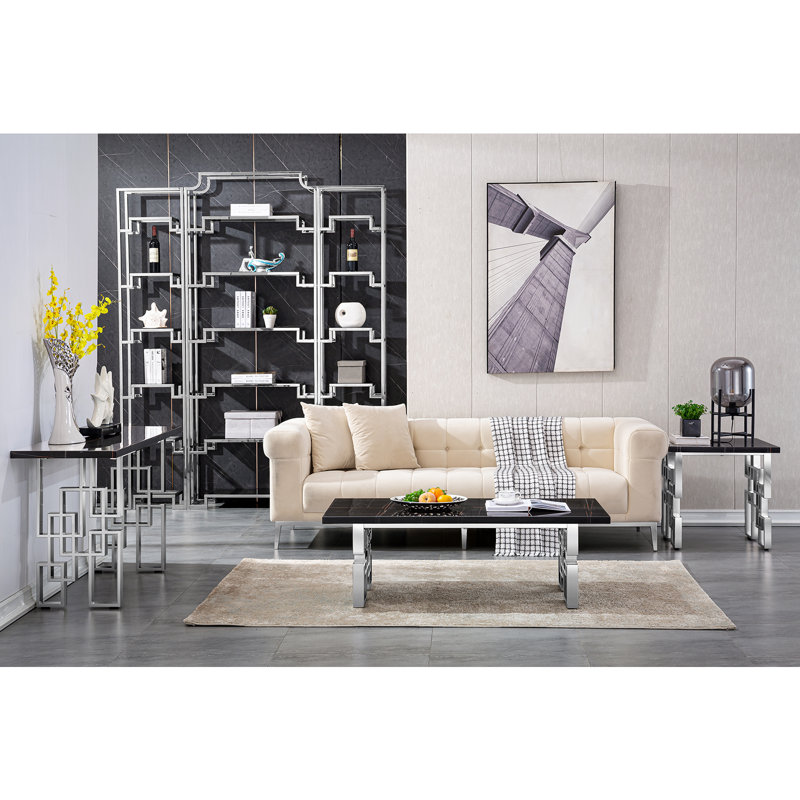 Zareth 55" Console Table, Black, Silver