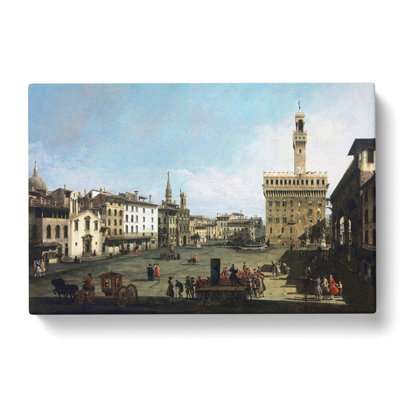 Piazza Signora In Florence by Giovanni Canaletto - Wrapped Canvas Painting, 50cm H x 76cm W x 3cm D