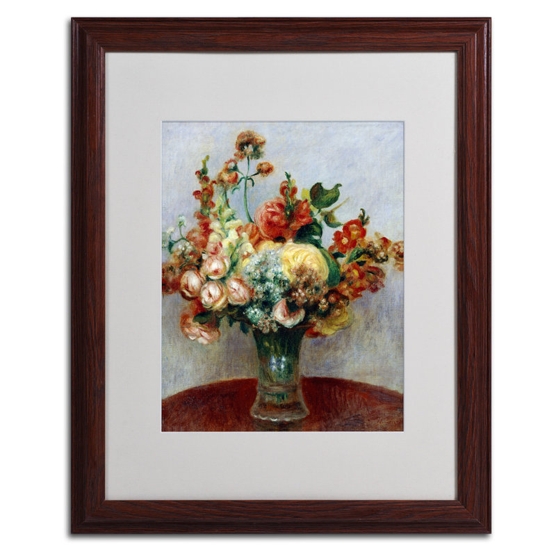 Fleurs par Pierre-Auguste Renoir - reproduction d'art sur toile, H 20 po x l 16 po x P 0,5 po, Brun