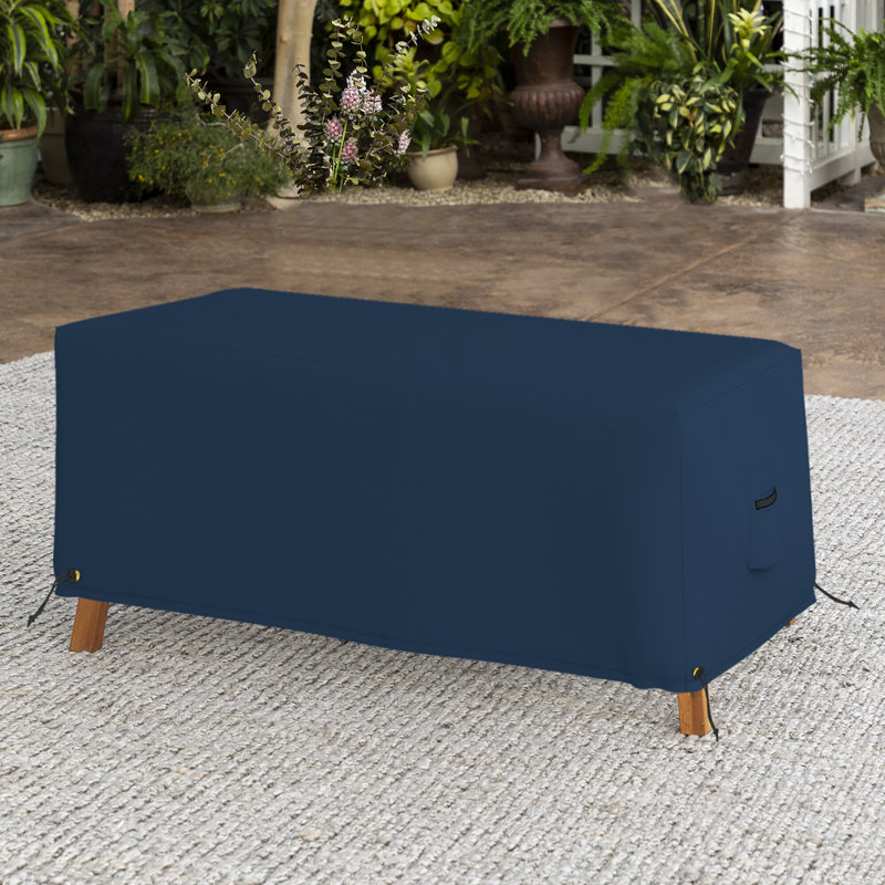 Couvercle de coffre rectangulaire robuste et imperméable pour repose-pieds, Bleu, H 18 po x l 48 po x P 36 po