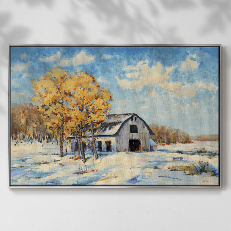" Autumn Barn ", 37" H x 25" W x 2"D, Silver