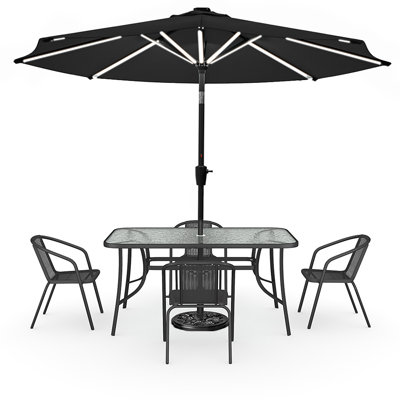 Donati 4 - Person Patio Dining Set Umbrella Hole Included Rectangular Table