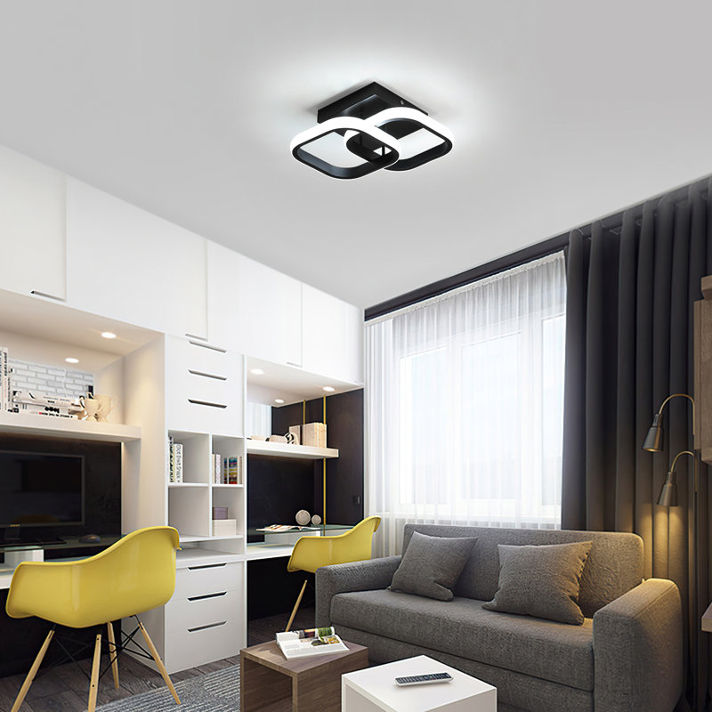 Luebbert LED Semi Flush Mount, Black, 6000K