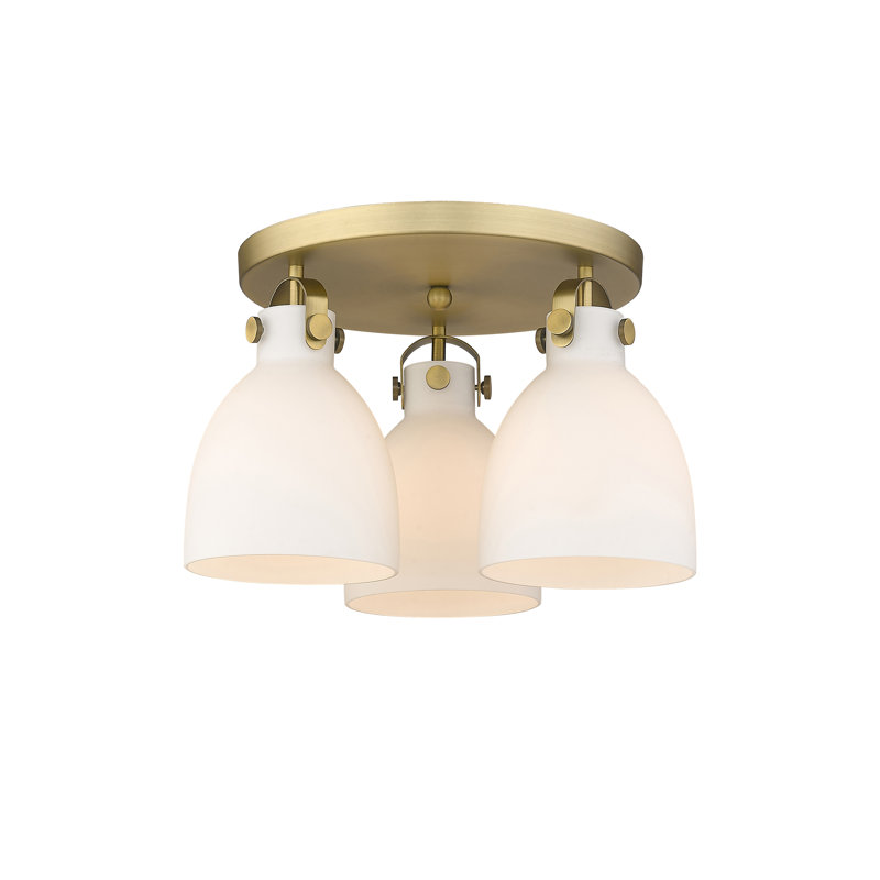 Smeltertown Glass Flush Mount, Brushed Brass, Matte White