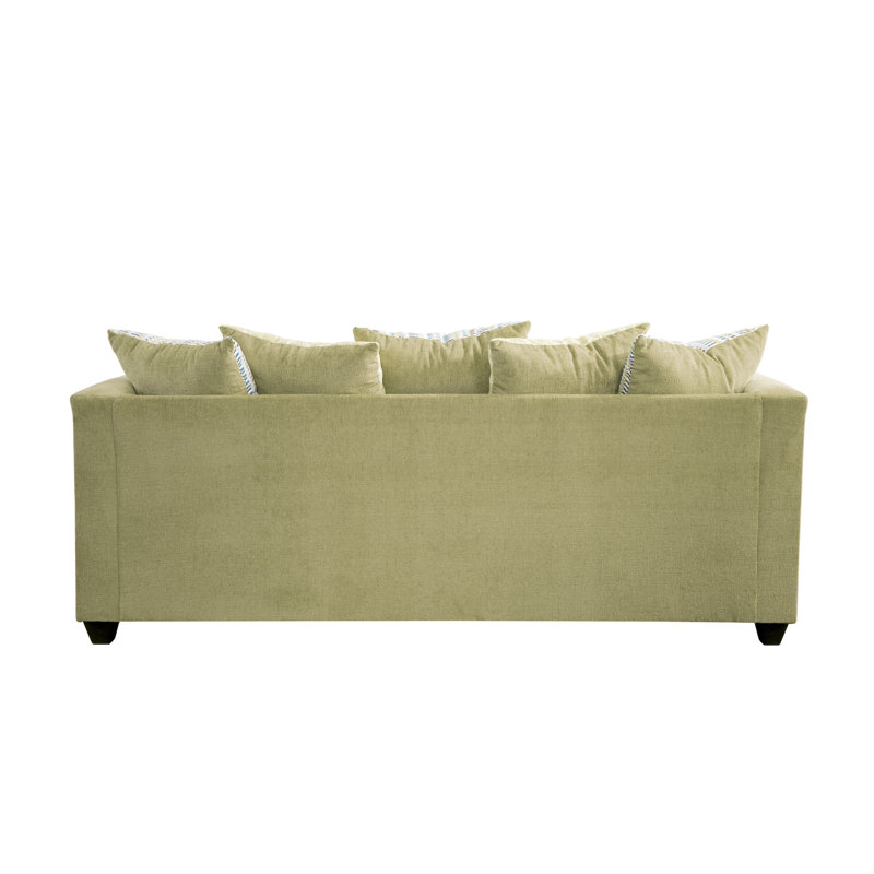Fern Green Chenille Fabric 2-Piece Sectional Sofa with Throw Pillows