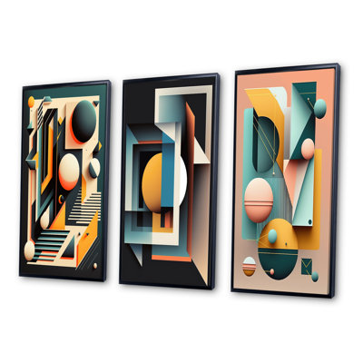 «Retro Elementary Geometrics», 3 pièces sur toile