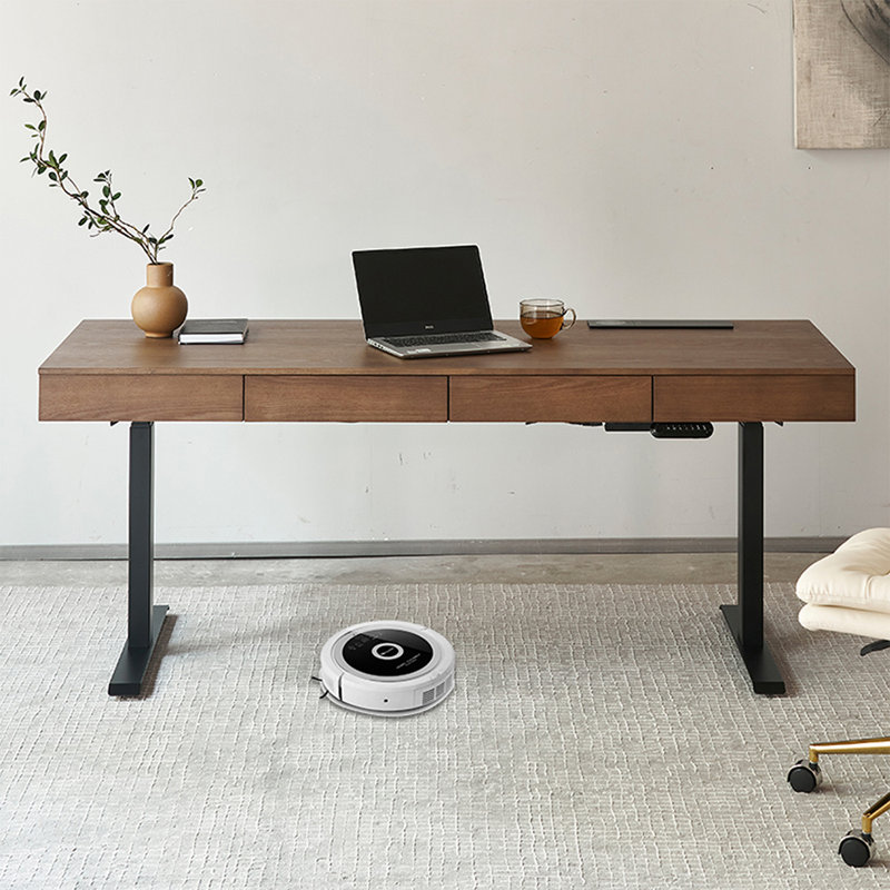 Bureau debout avec tiroirs en noyer massif, 53.94" H x 62.99" W x 27.56" D