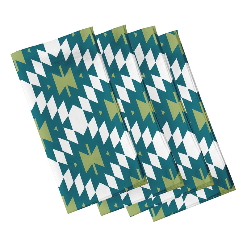 Wigington Polyester Geometric Square Napkin, Green