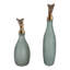 Ensemble de 2 vases décoratifs modernes en verre en forme de larme pour la décoration intérieure - Vases hauts contemporains pour la mise en valeur de la table - Lot de 2, 35,5 cm et 28 cm, vert et argent